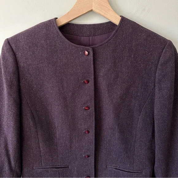 Pendleton Blazer Skirt Scarf Set Sz 8 10 Purple Plaid Wool Vintage Made in USA - Picture 3 of 16